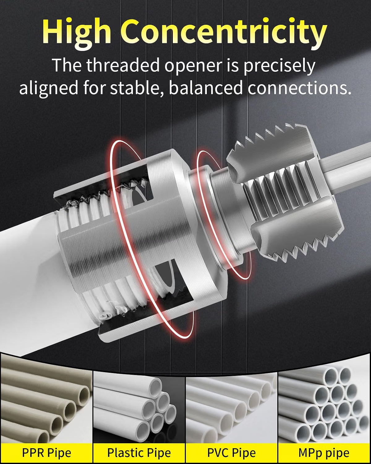 Internal and External Pipe Thread Tool with Hex Shank
