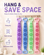 Silicone Back Scrubber Strap with Grip Handles