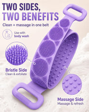 Silicone Back Scrubber Strap with Grip Handles