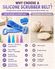 Silicone Back Scrubber Strap with Grip Handles