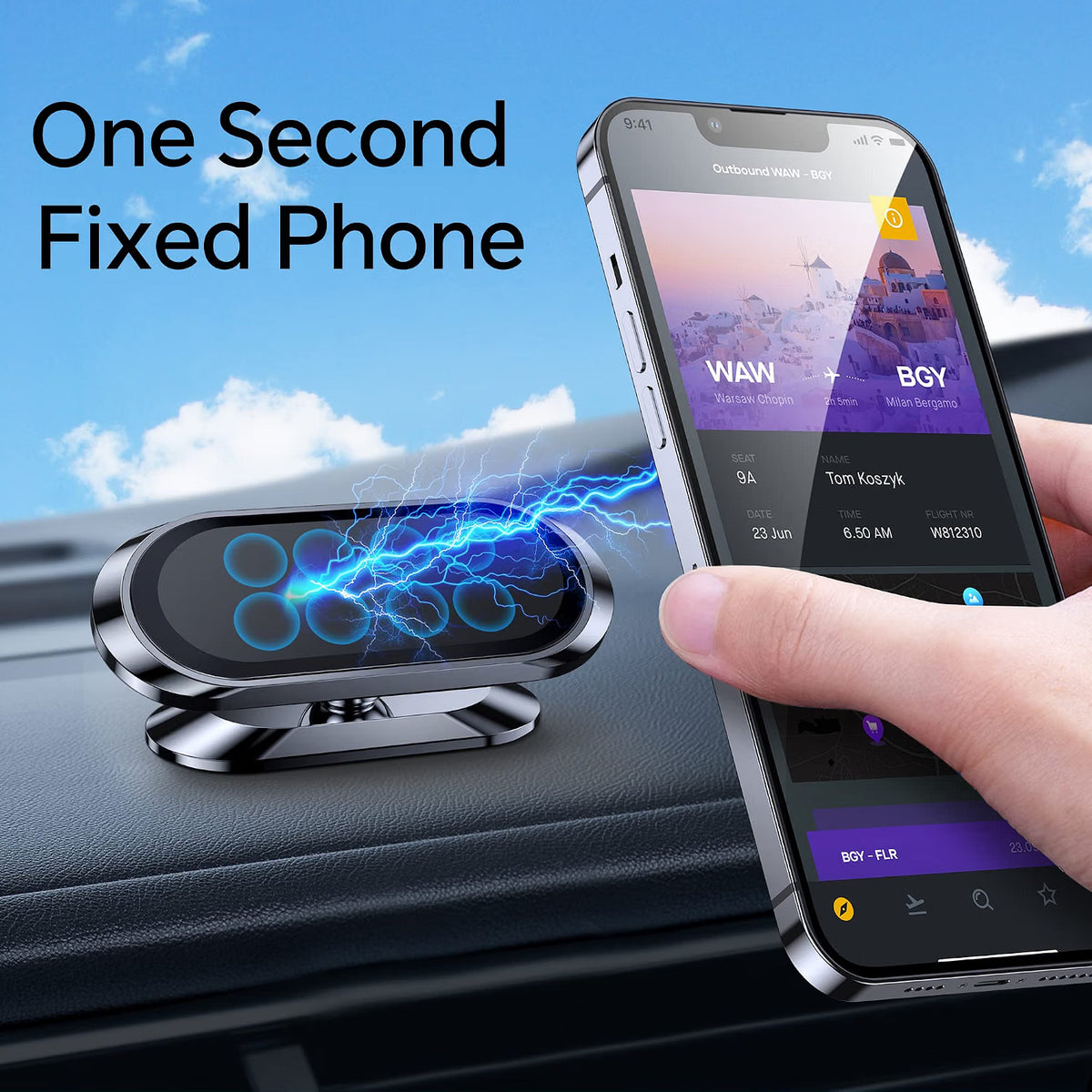 Compact Magnetic Car Phone Mount with Adjustable Head