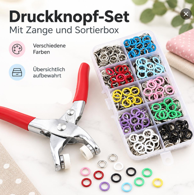 Snap Fastener Kit with Pliers and Organiser Box